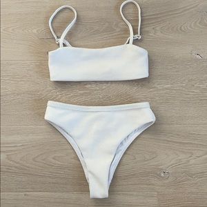 TWIIN Petra White Bandeau High-Waisted Bikini